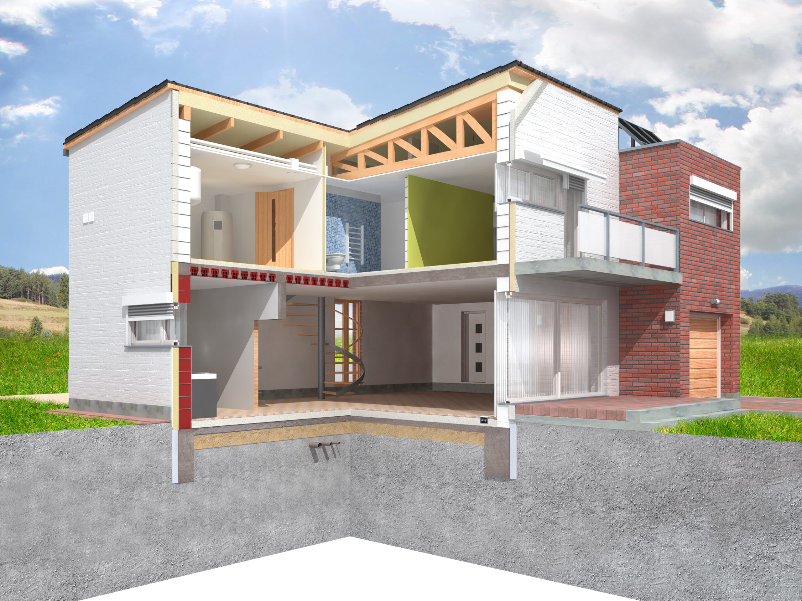 Illustration of building envelope components