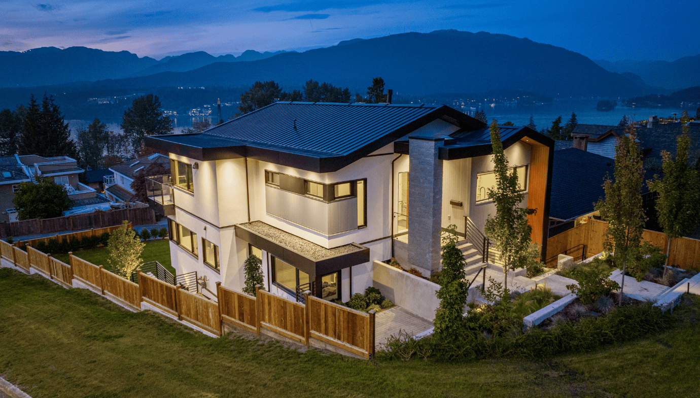 Braeside Modern Home Exterior Twilight View