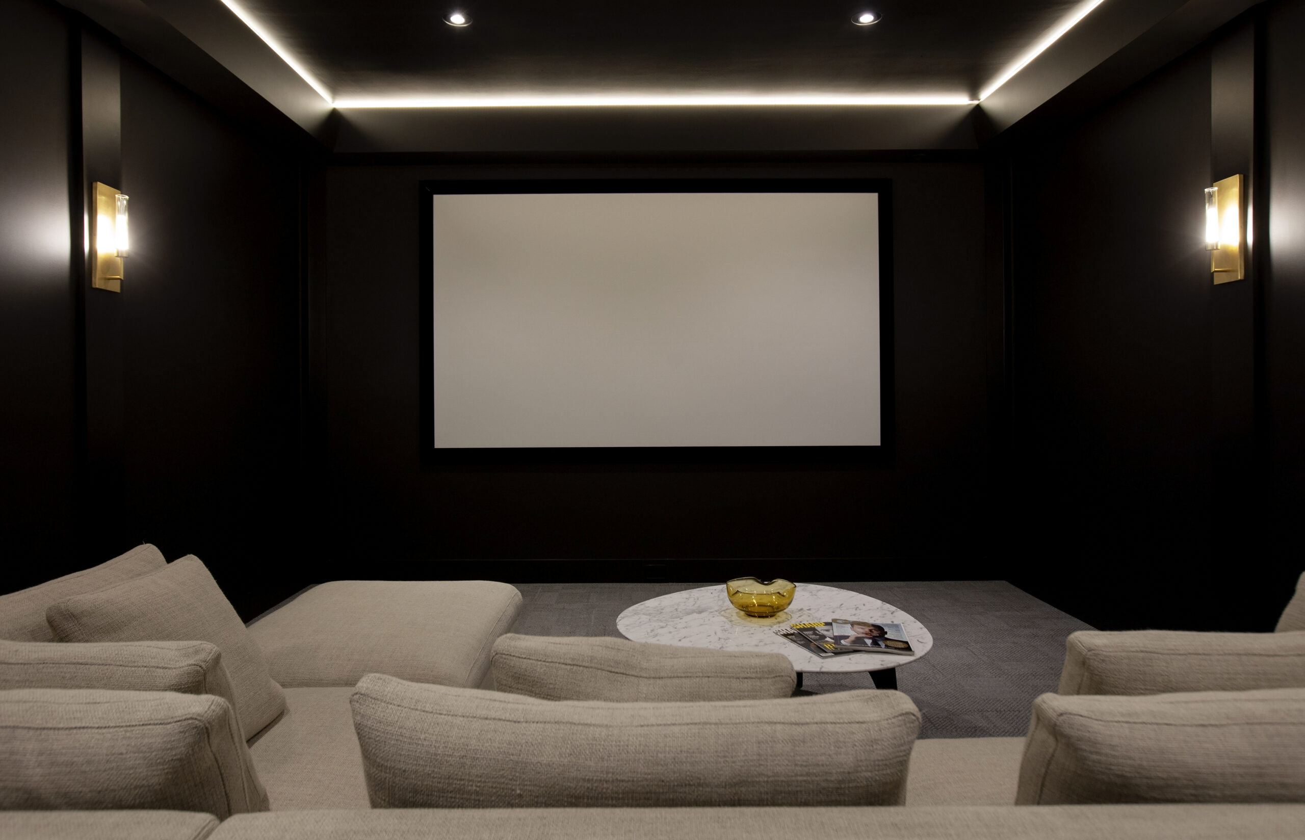 Custom home media room built by award-winning renovation contractor and home builder Hasler Homes