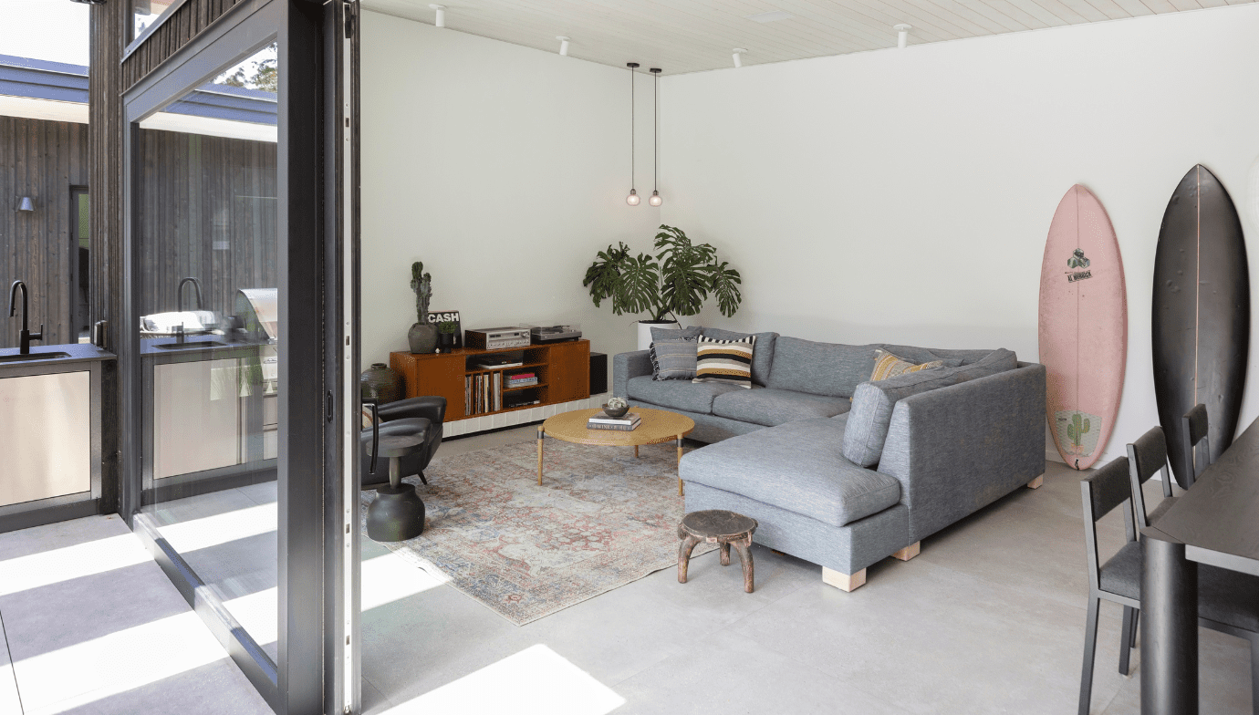 Valleyhouse great room with indoor-outdoor living space