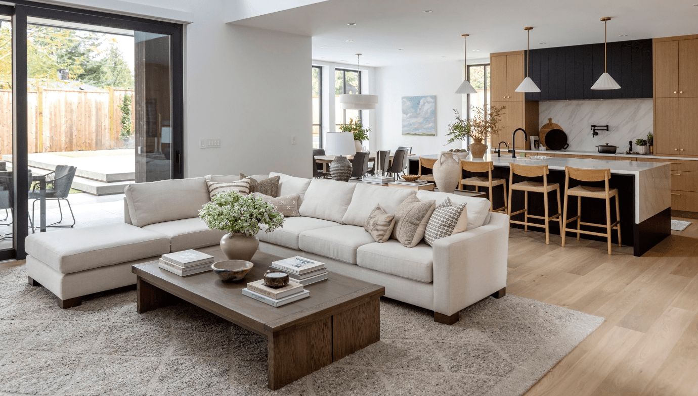 Haven great room with large sliding glass doors opening onto year-round indoor-outdoor living area