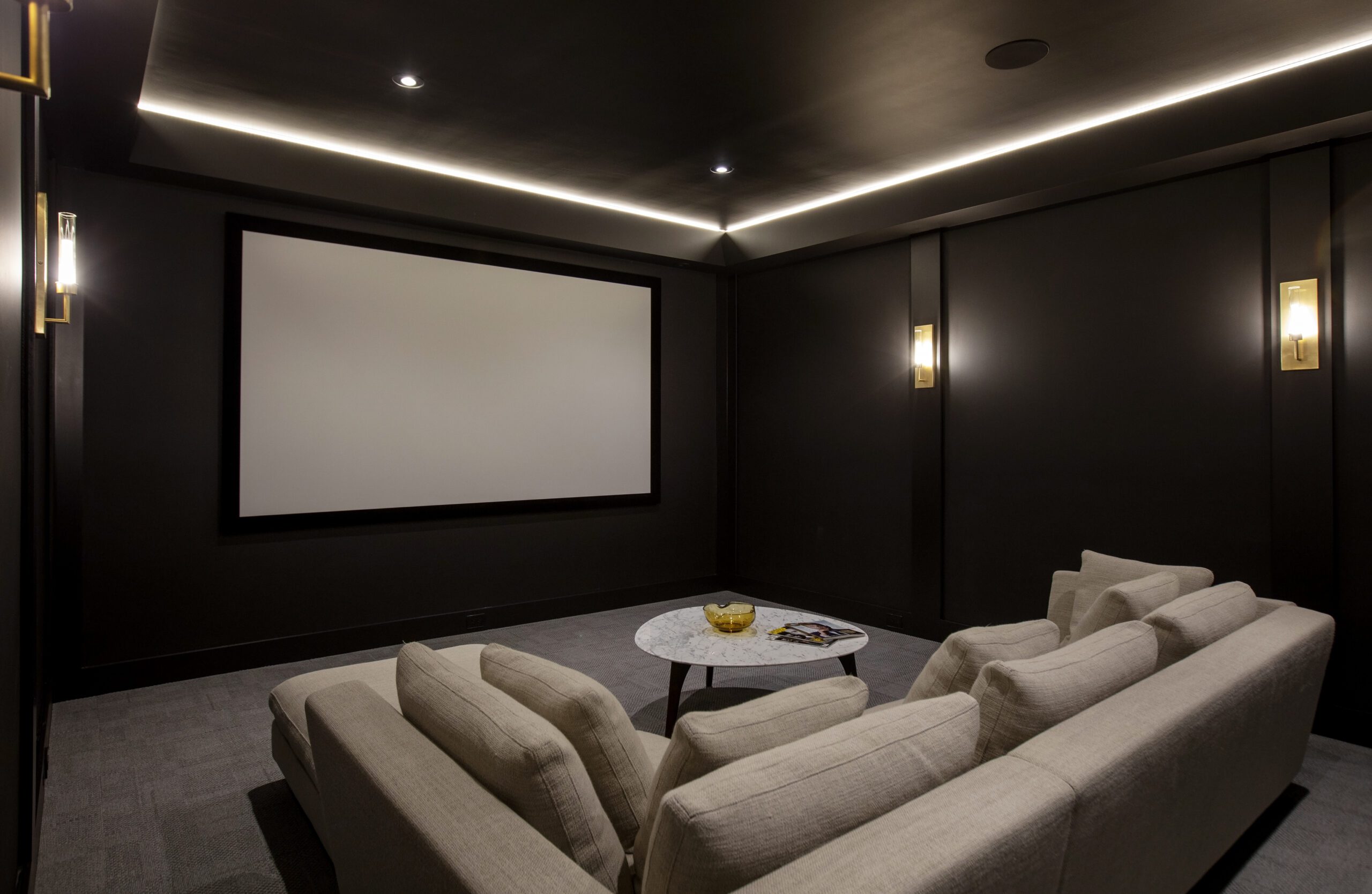 Home theatre inside Belmonte project built by Hasler Homes