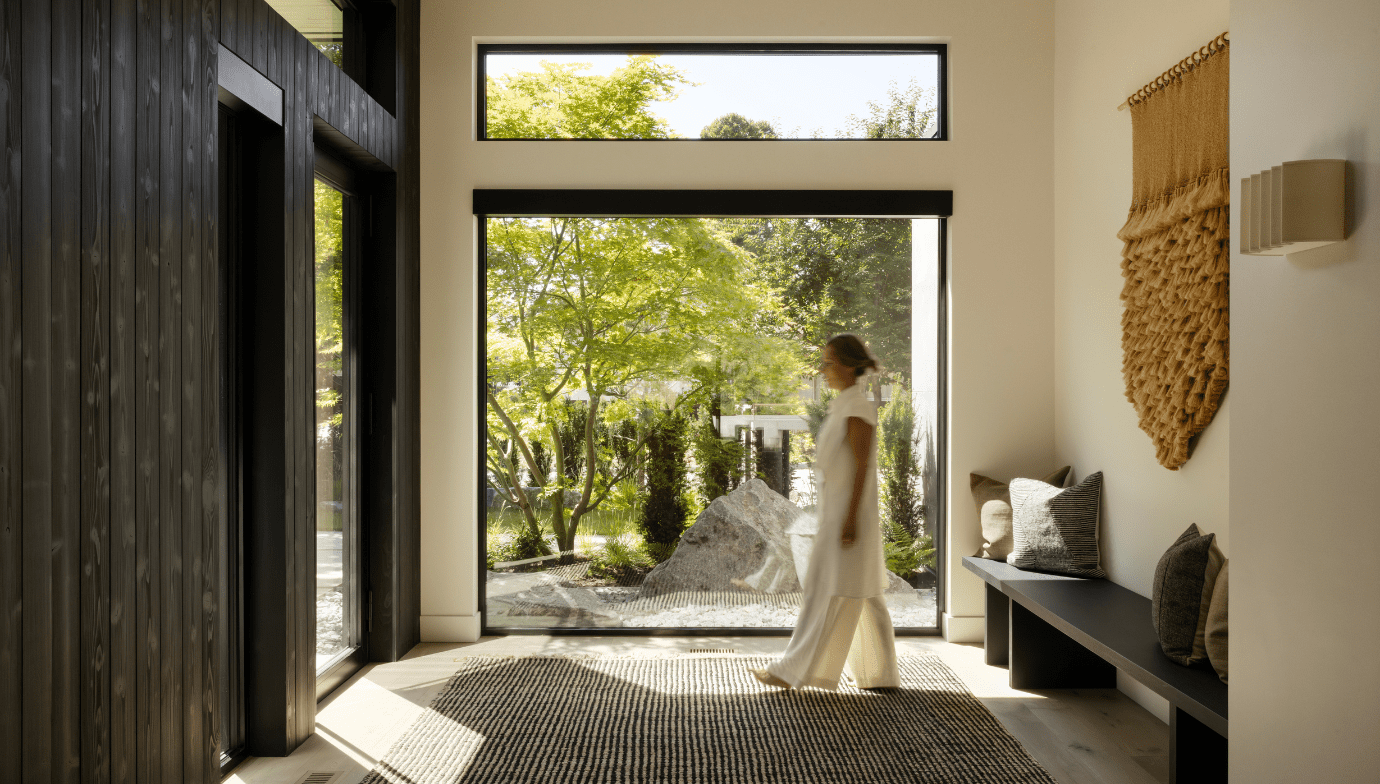 Grand entrance at Japandia custom home