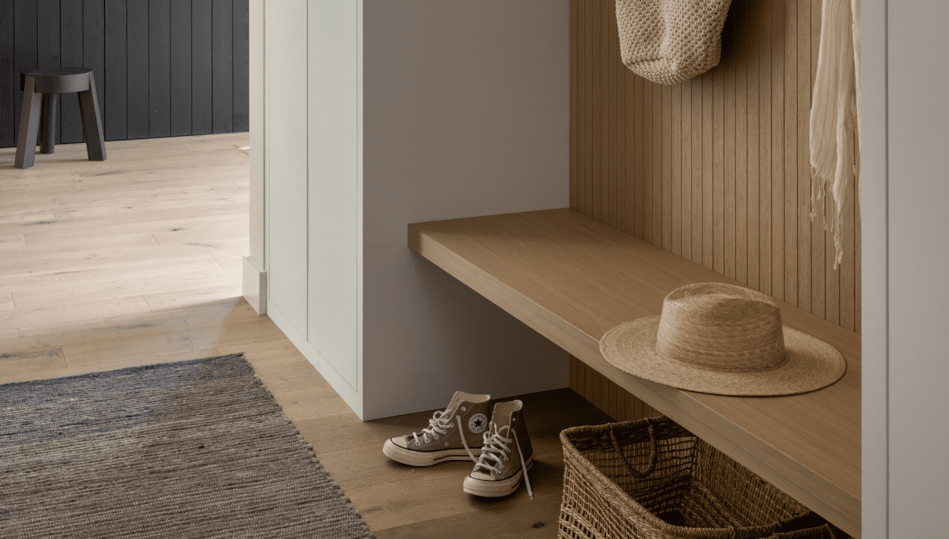 Mudroom area at Japandia