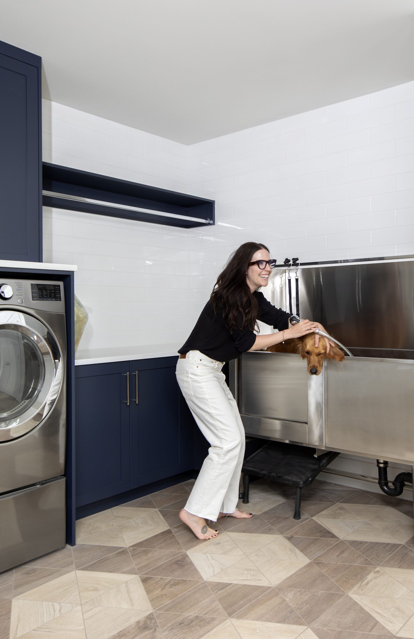 Pet wash custom home feature in Linda Vista project by Hasler Homes