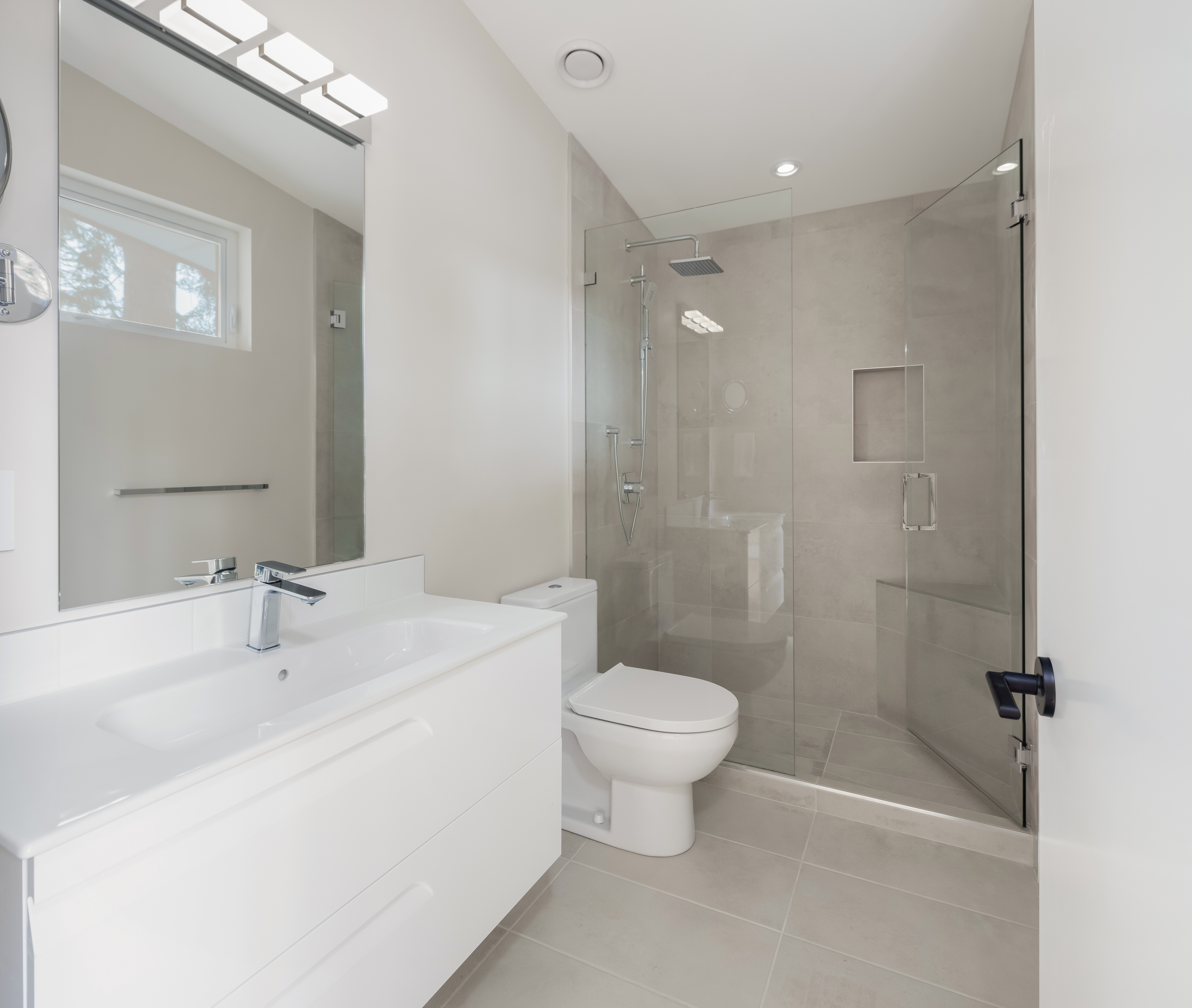 Accessible bathroom inside Hasler Homes’ Twenty-Two laneway house project