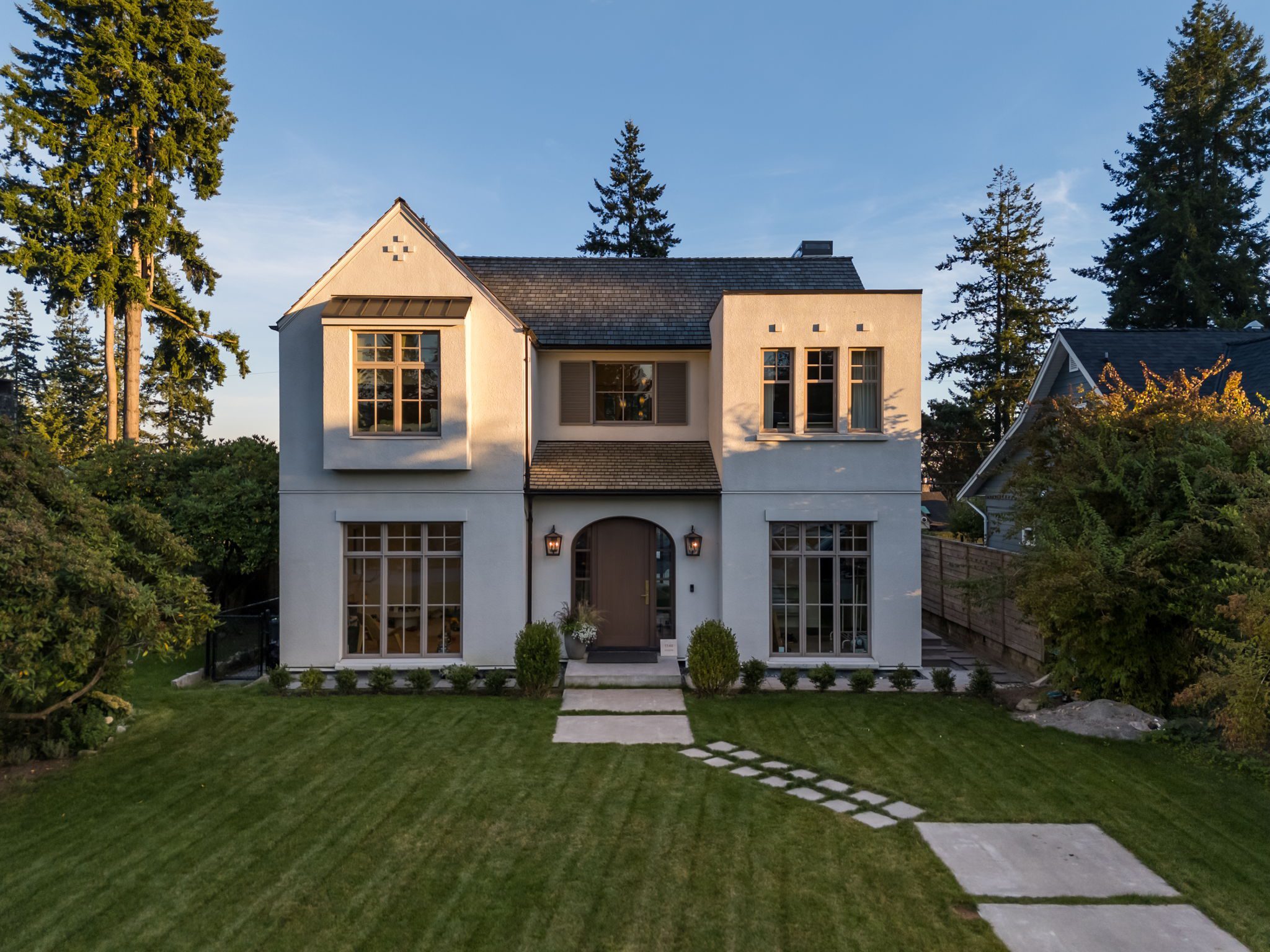 Front exterior of La Maison custom home in Pemberton Heights, North Vancouver, built by Hasler Homes