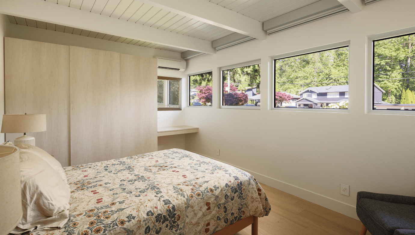 Pacifica bedroom renovation with large windows for natural light
