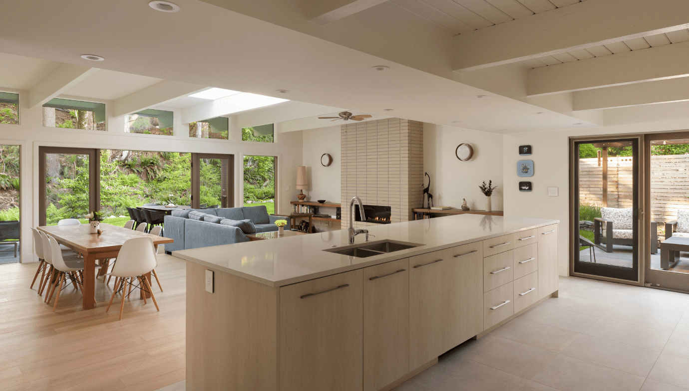 Great room at Pacifica home renovation by Hasler Homes