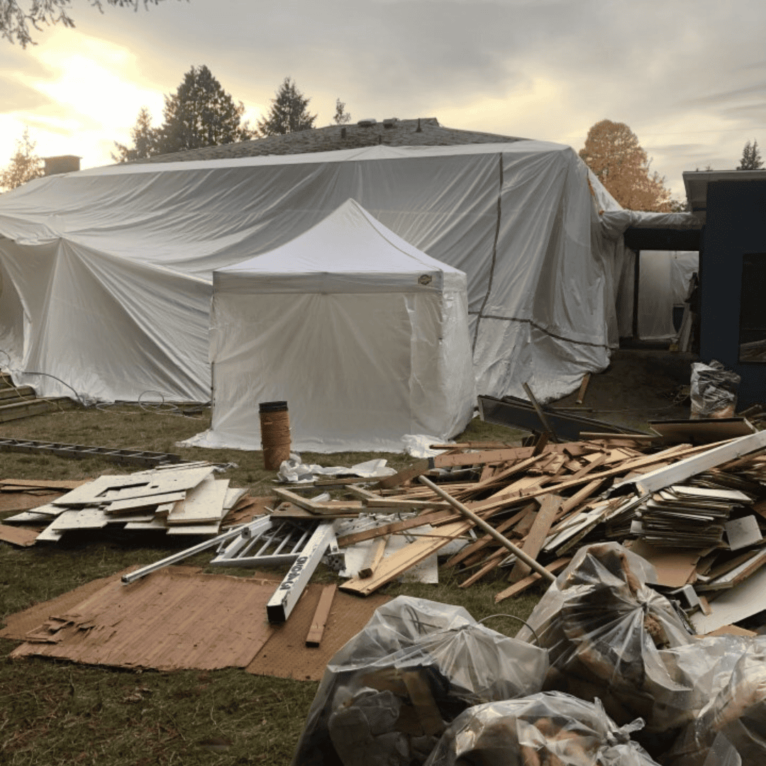 Asbestos removal from existing home before demolition for Japandia