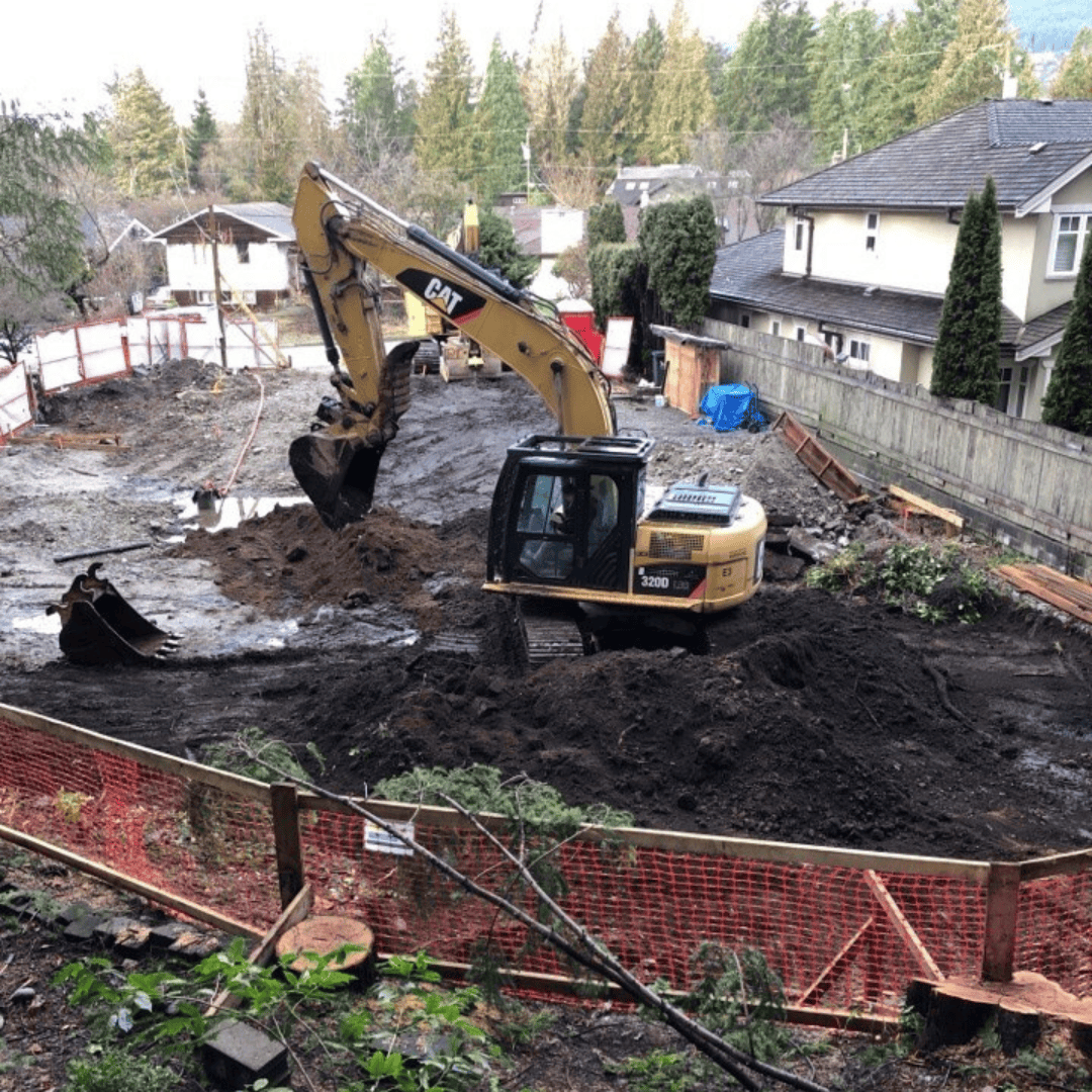 Early excavation for Japandia custom home in North Vancouver