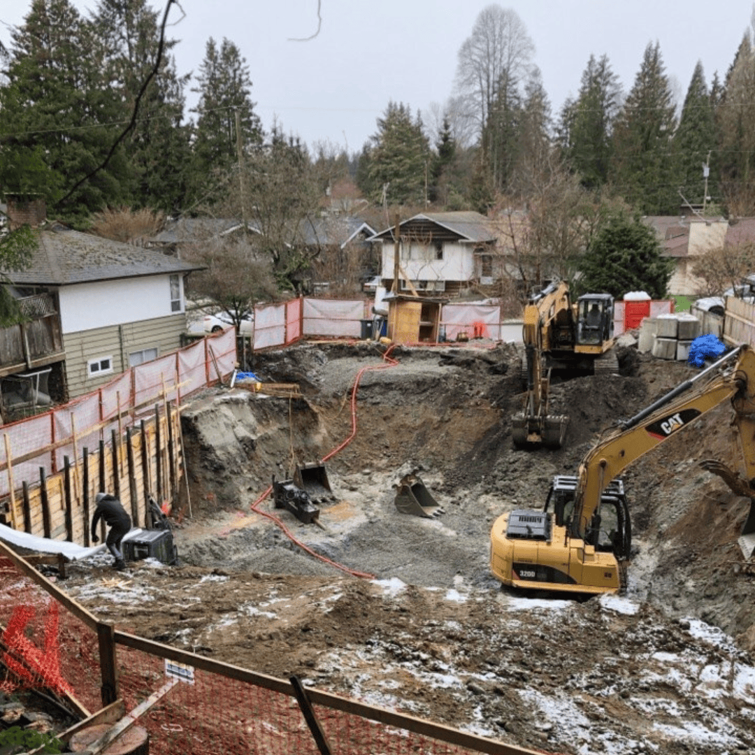 Excavation and shoring for Japandia custom home foundation