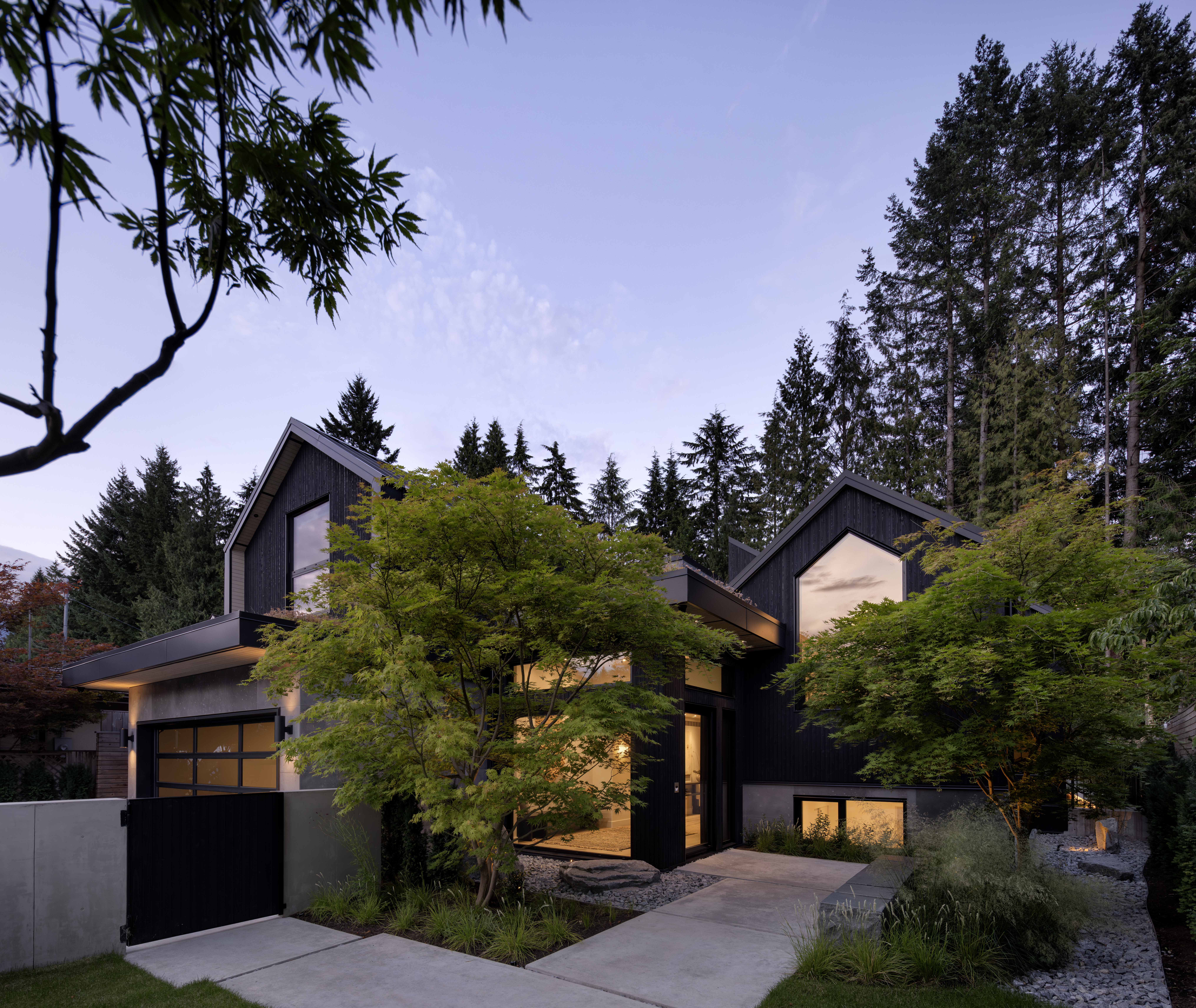 Front exterior of Japandia, a custom Japandi home in Edgemont, North Vancouver